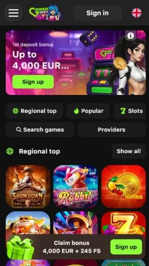 मोबाइलमा GameSpot Casino को होमपेज
